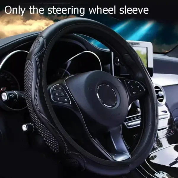 Artificial L.B leather Steering Wheel Cover Color Black and Beige