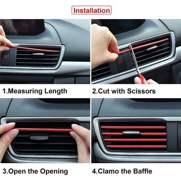 Car Air Vent Outlet Decorative Colorful Strips – 10 Pcs Set for Stylish and Customizable Car Interior Design