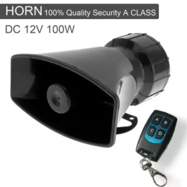 4 Tones Siren Horn Remote Control Kit Black Electronic Car Alarm 12V DC