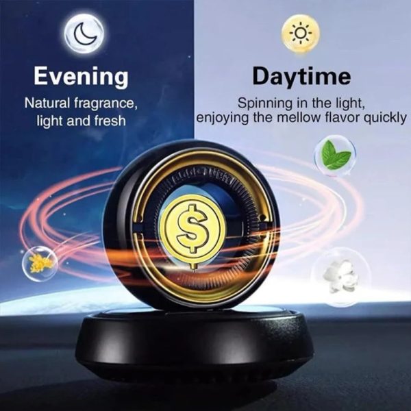 Solar Car Air Freshener Car Lucky Ornaments And Aroma Diffuser, Rotating Solar Powered Car Aromatherapy