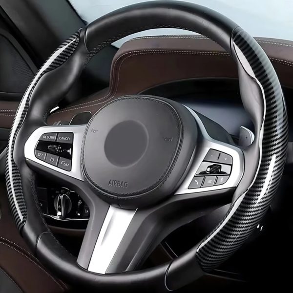 Two Part Carbon Fiber Steering Cover for Cars – Enhance Grip And Style
