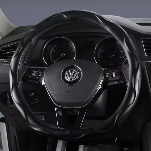 Artificial leather Steering Wheel Cover Color Black and Beige