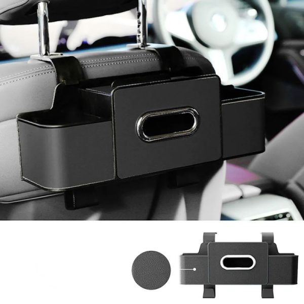 Car Back Seat Tissue Box Holder – 3-in-1 Multi-Functional Organizer for Tissue box, Drink Holder, And Hook