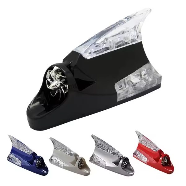Car Shark Fin Antenna with Wind Power LED Light – Modern Design for Better Signal