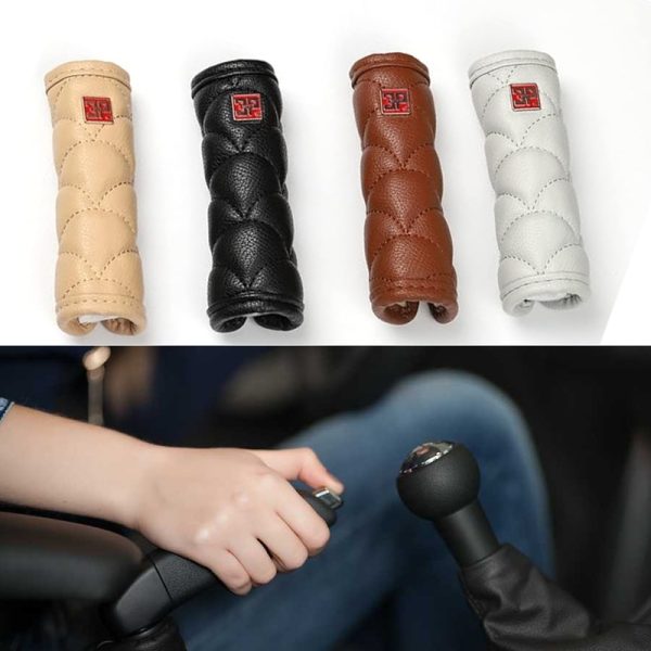Car Hand Brake Cover Fiber leather Cover Black Protective Sleeve Parking Brake Case