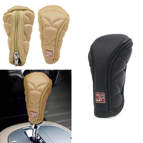 Anti-slip Car Gear Shift Knob Cover Leather Car Gear Proof Protection for Automatic/Manual