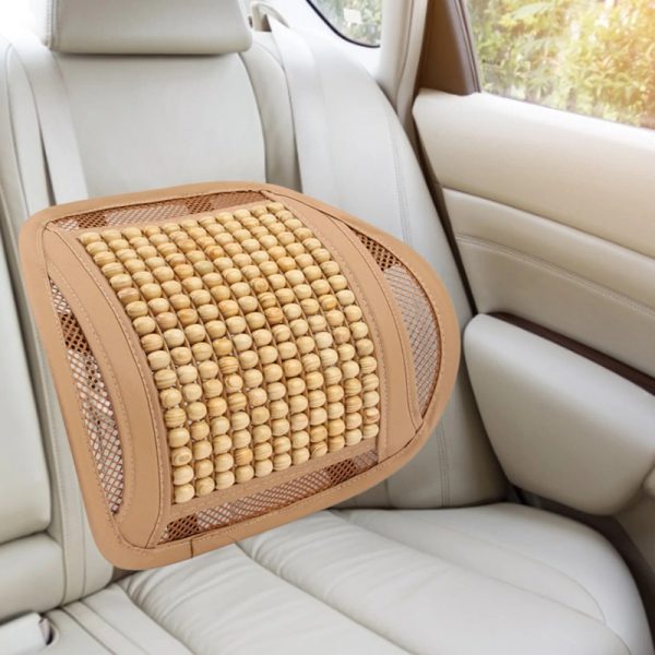 Massage Back Lumbar Support Mesh Cushion for Car Seat, Office Chair, Wood Beads Chair