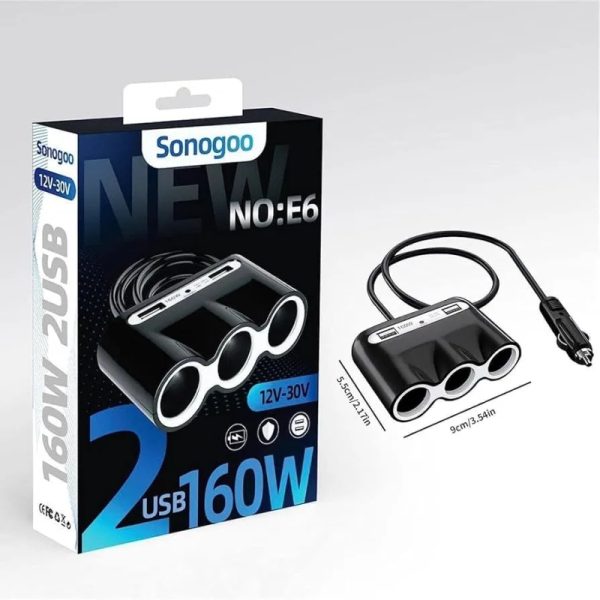 Sonogoo 3 Soccer Car fast Charger Auto Charging Port USB Car Solid Interface With Smart Chip Flat Design