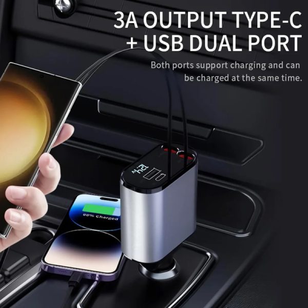 Car Fast Charger 4 In 1 Premium Quality Smart Design Car Mobile Charger