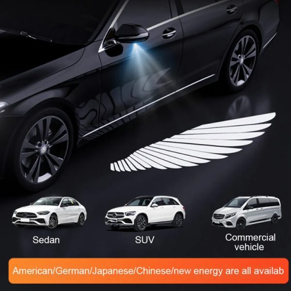 Car Door Welcome Light Angel Wings Dynamic Projector Rearview Mirror Carpet Light