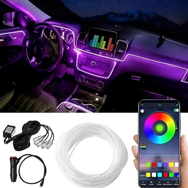 Car Neon LED Interior Strip Light with App Controlled - Interior Ambient Lighting for Dashboard and Door Trim