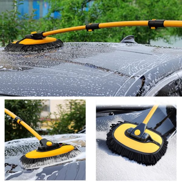 Car Washing Brush Adjustable Telescoping Long Handle Cleaning Mop