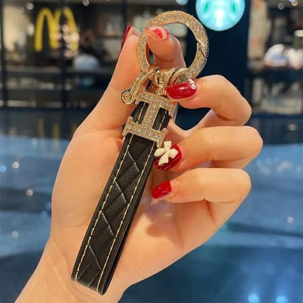 Golden Key Ring - Luxury Artificial Leather for Car and Bike