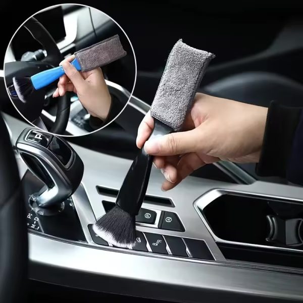 Double Head Brush for Car Clean, Car Brushes for Detailing Interior, Auto Detailing Brushes Exterior, Soft Detailing Brush
