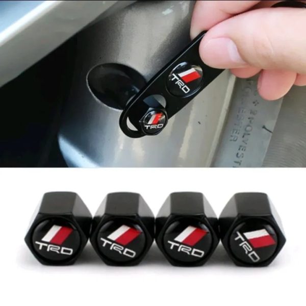 Car TRD Wheel Tire Valve Caps and keyring 4ps caps