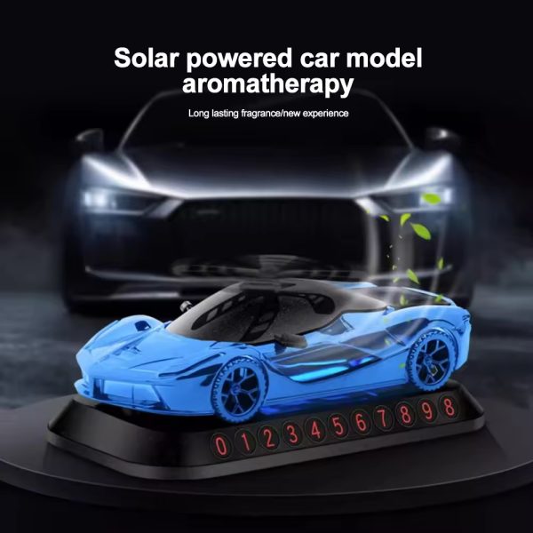 Solar Powered Car Air Freshener car perfume rotating car model perfume Diffusers Parking Number Plate