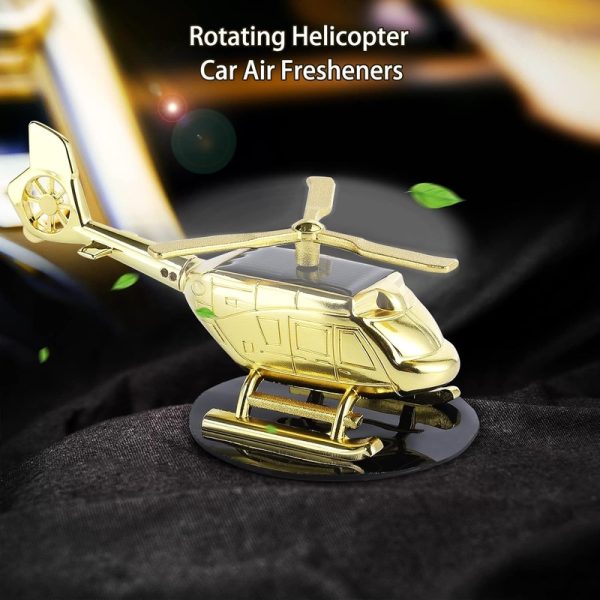 Metal Luxury Solar-Powered Car Helicopter Showpiece - 2-in-1 Dashboard Decor with Air Freshener